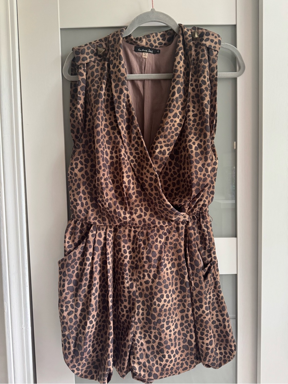 Mustard Seed Taupe and Black Leopard Print Romper